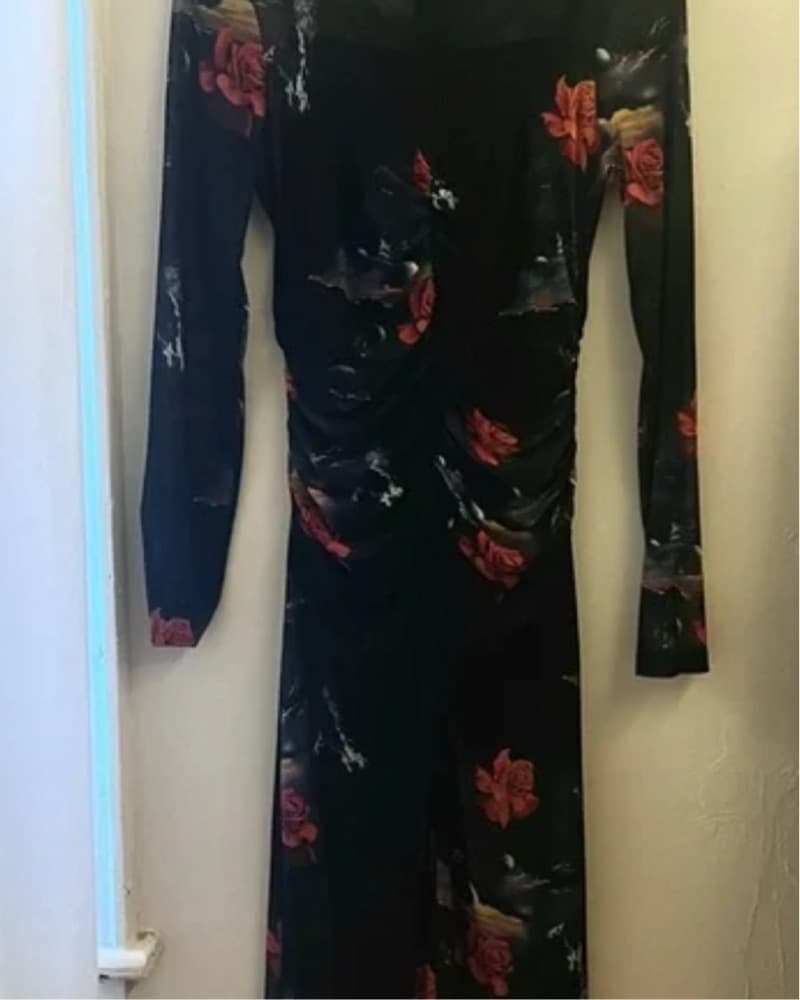 Ganni Black Floral Event Dress  - Image 3