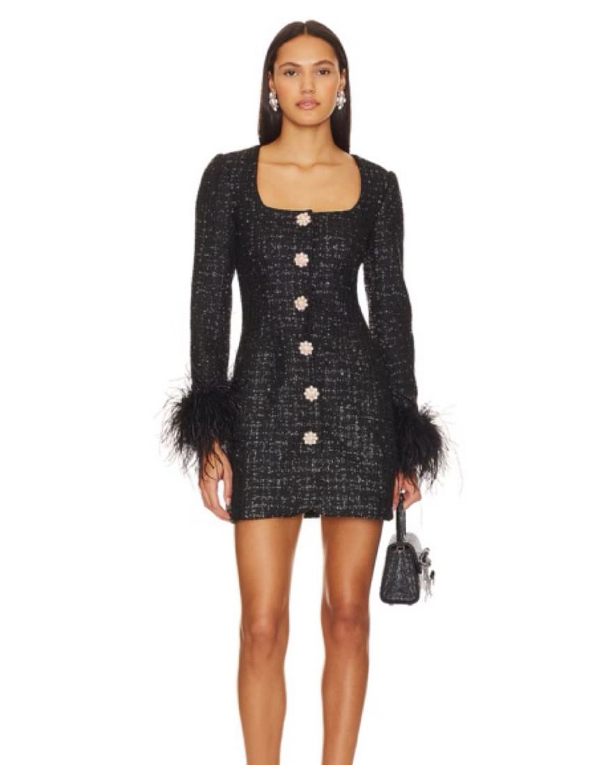 Self-Portrait Feather Mini Dress - Image 1