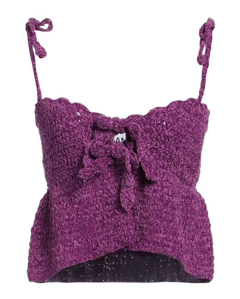 Ganni Velvet Crochet Tie Top - Image 1