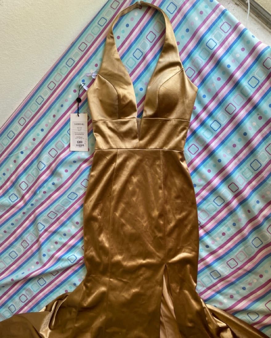 Sherri Hill Gold Satin Pageant Dress - Image 2