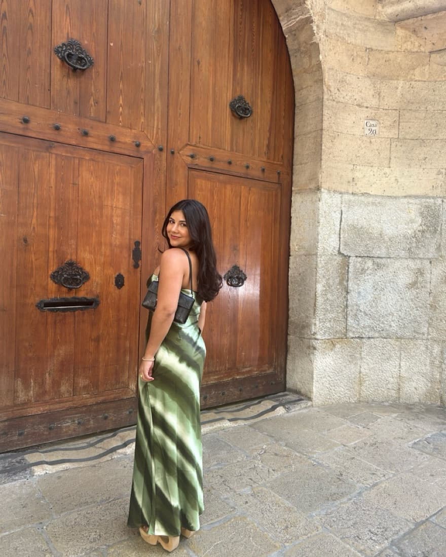 Satin Ombre Satin Maxi Dress In Green  - Image 1