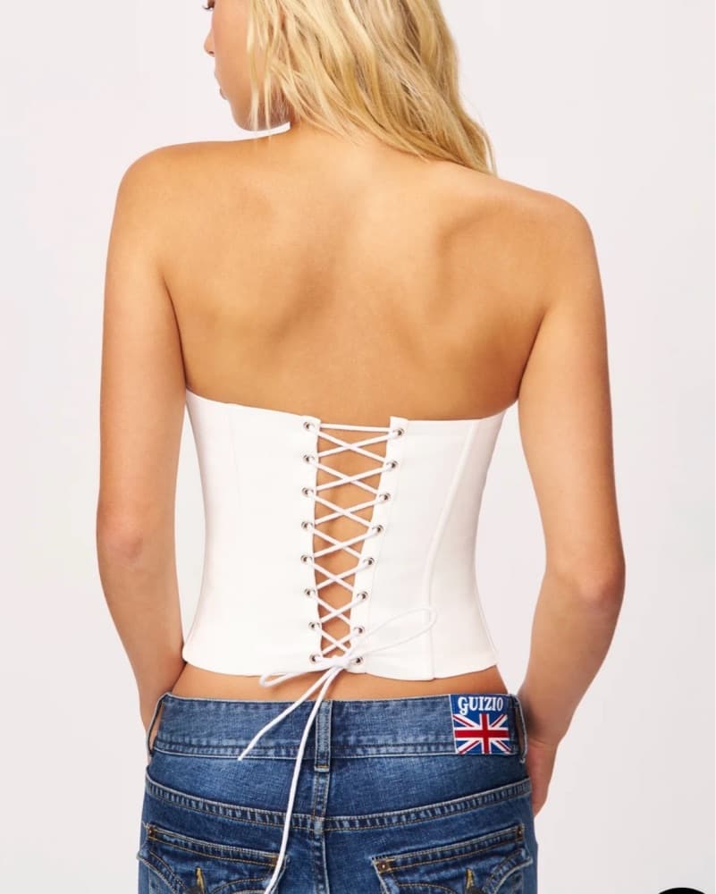 Guizio Satin Corset In White - Image 2