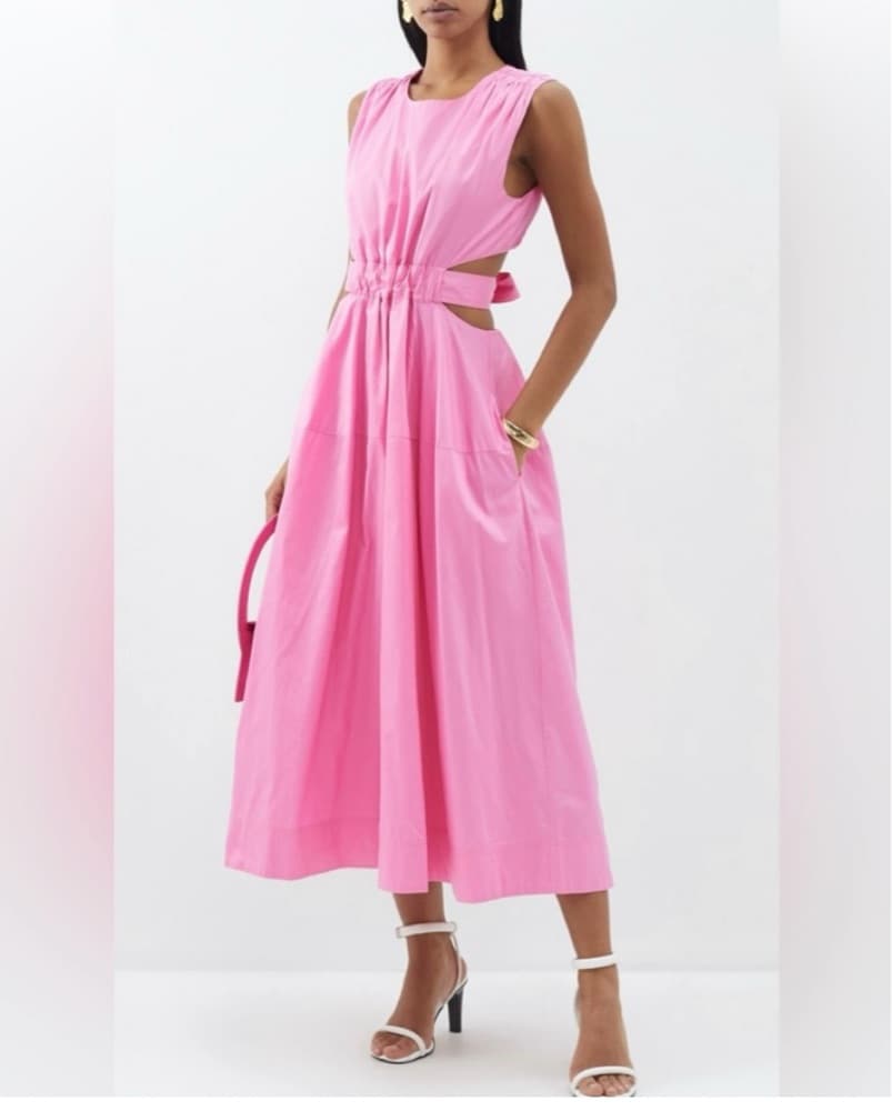 Aje Pink Midi Dress with Bow Waist - Image 1
