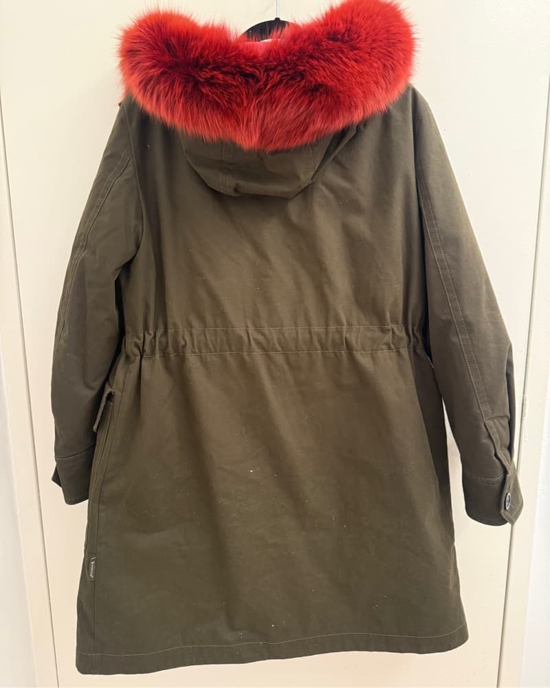 Moncler Oversized Hooded Parka with Luxurious Red Fur - Image 2