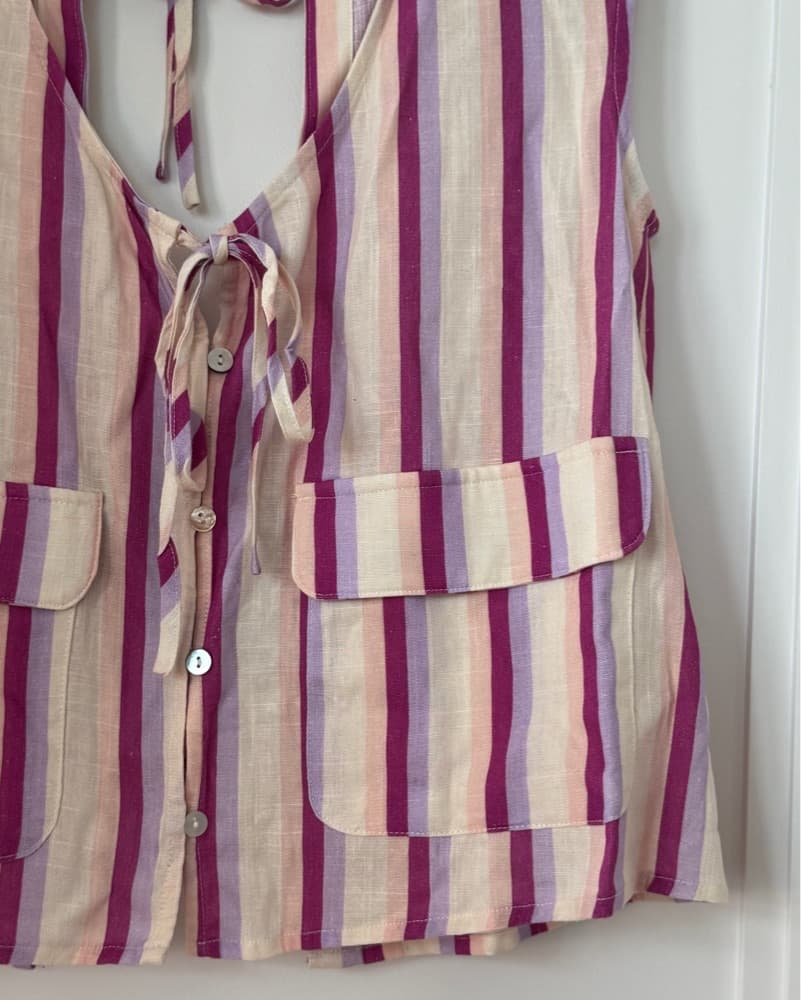 VRG GRL Pink Pinstriped Top - Image 4
