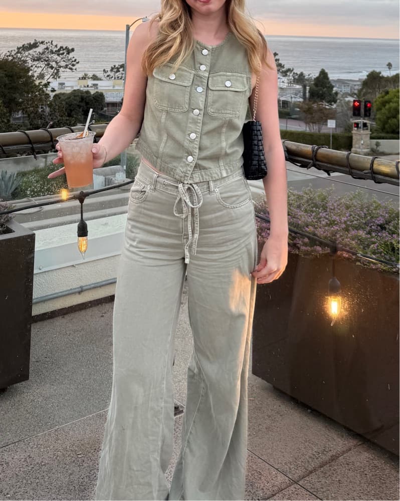 Olive Green Tie Jeans - Image 2