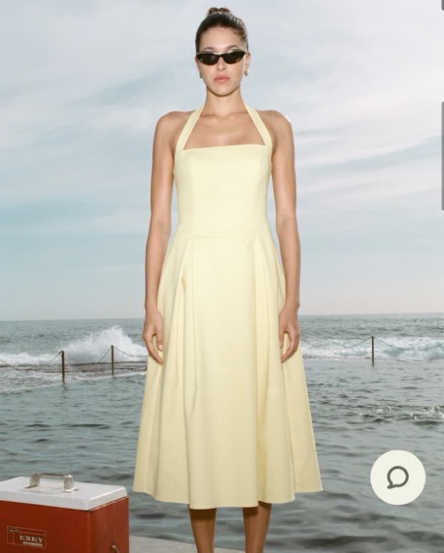 Butter Yellow Meshki Halter Dress - Image 2