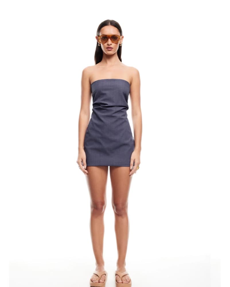 Grey Strapless Mini Dress - Image 3