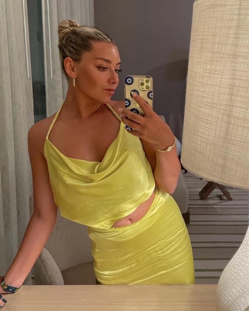 Vibrant Yellow Satin Slip Dress - Image 1