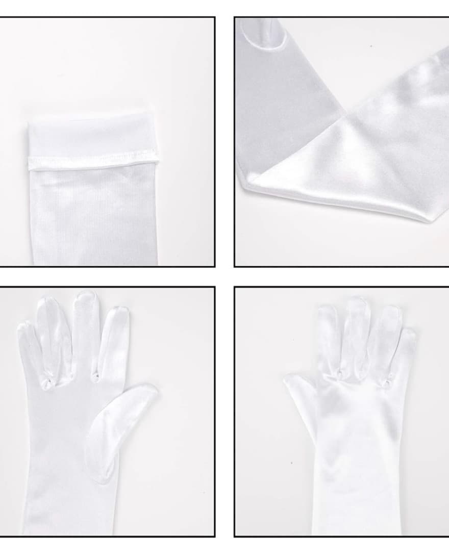 White Satin Gloves - Image 3