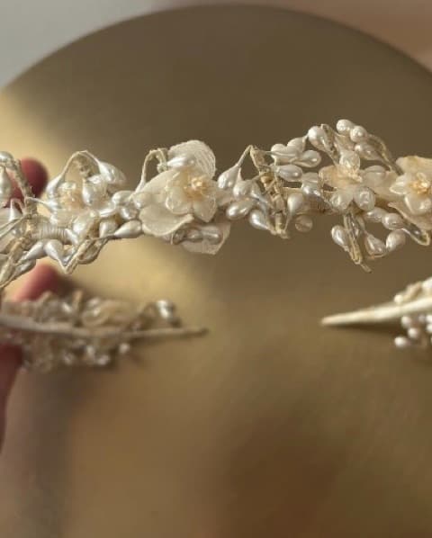Vintage Floral Beaded Pearl Headpiece - Image 2
