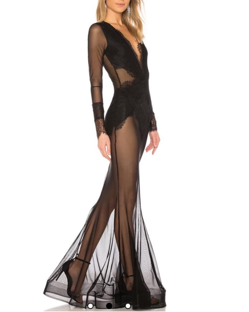 Michael Costello Black Martin Mermaid Gown XXS - Image 2