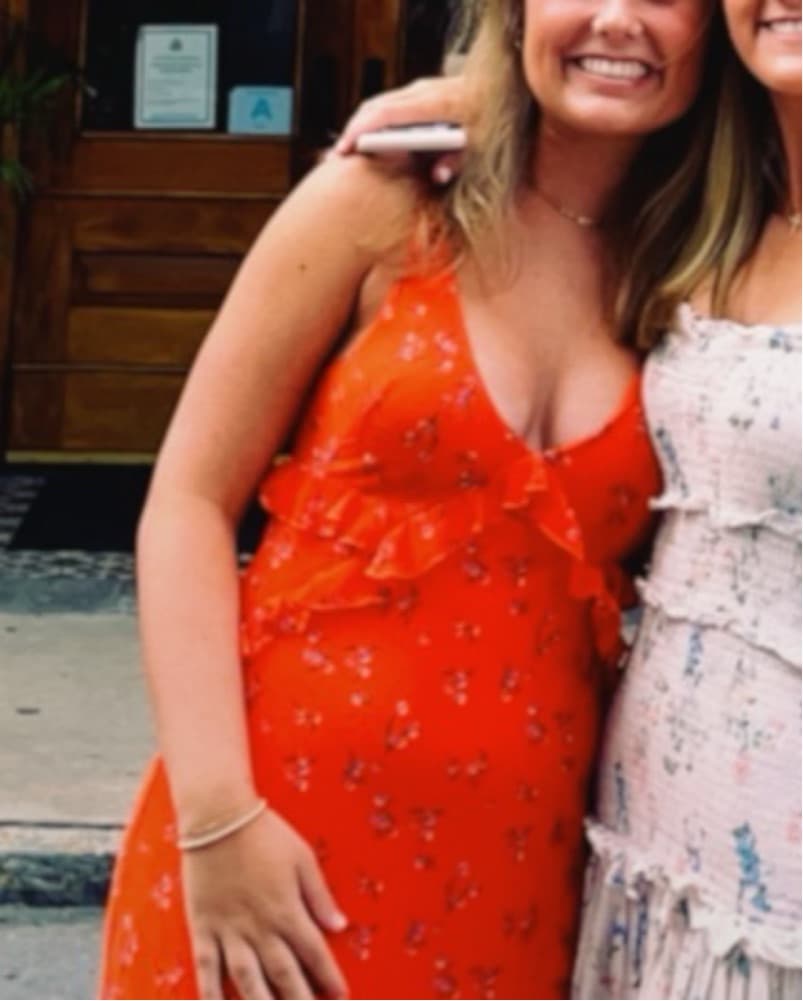 Orange Floral Midi Dress - Image 3