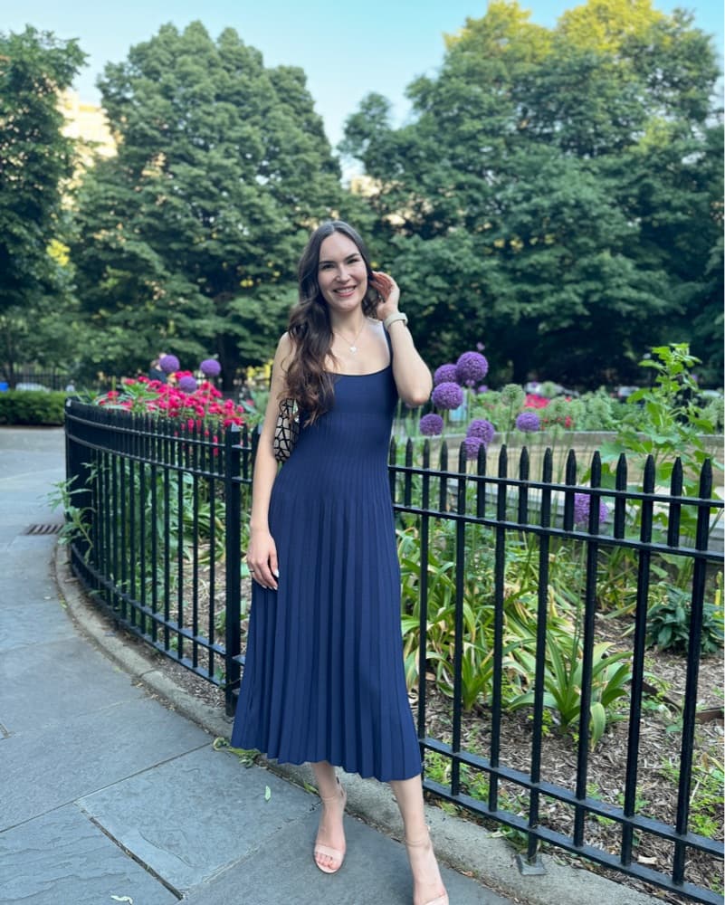 Staud Ellison Dress Navy Ribbed Midi - Image 4