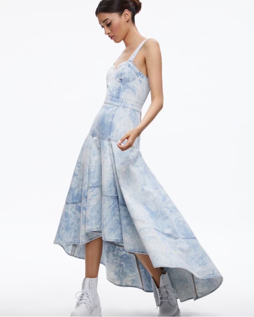 Donella Denim Bustier High Low Dress - Image 3