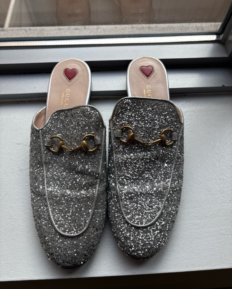 GUCCI Horsebit Glitter Mules - Image 3