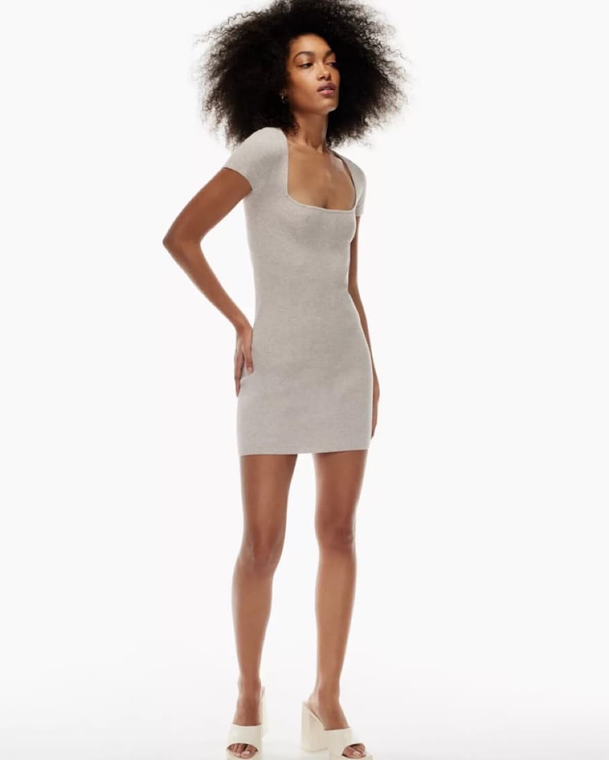 Beige Sweetheart- neck sweater dress - Image 1