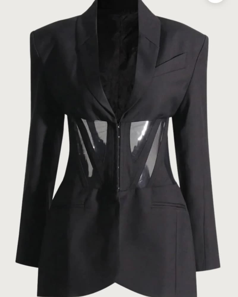 Black Corset Blazer Mini Dress  - Image 2