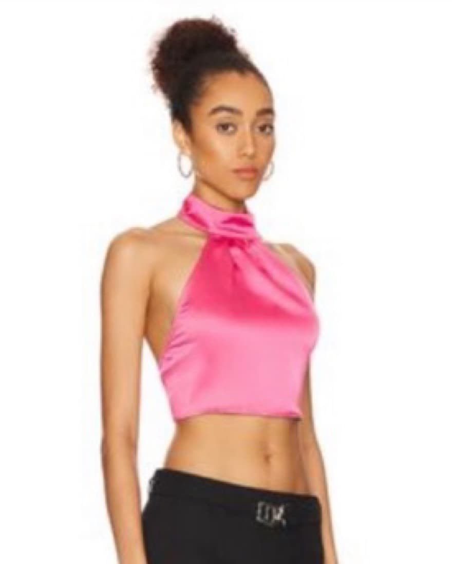 We Wore What Pink Silk Halter Top - Image 2