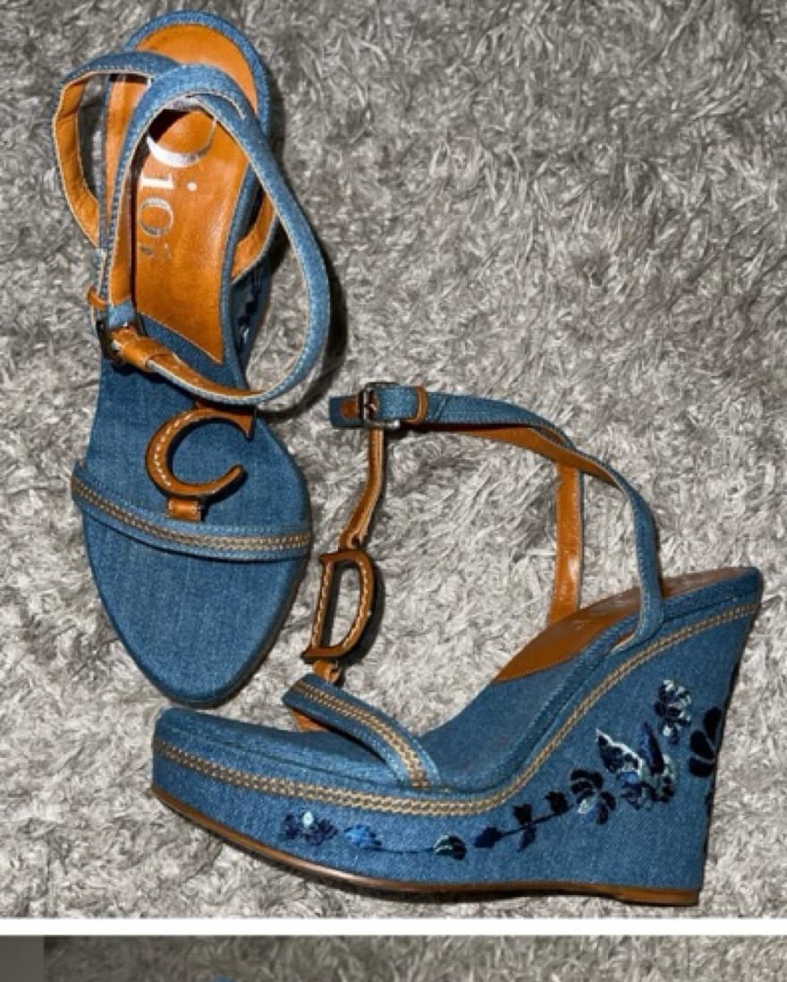 Vintage Christian Dior Denim wedge heel  - Image 1