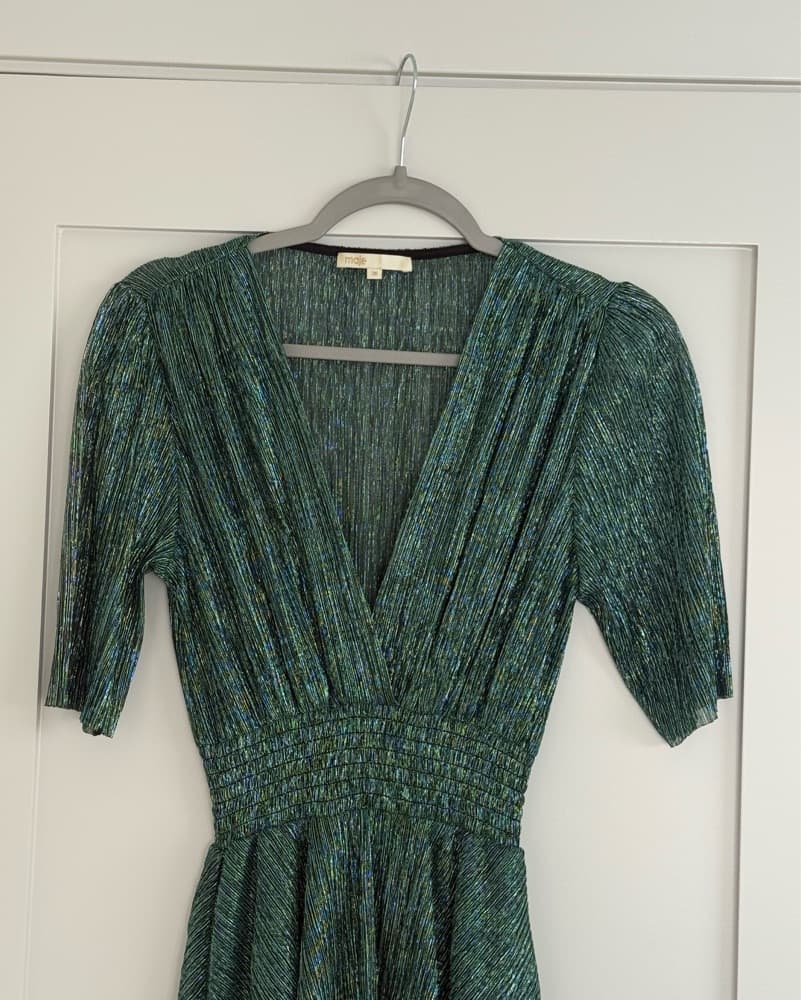 Maje Deep Green shimmer Dress  - Image 3