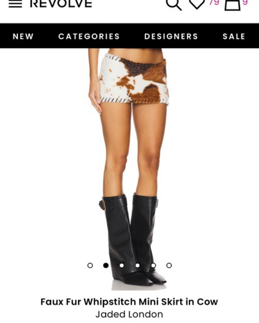 Faux Fur Whipstitch Mini Skirt in Cow  - Image 4