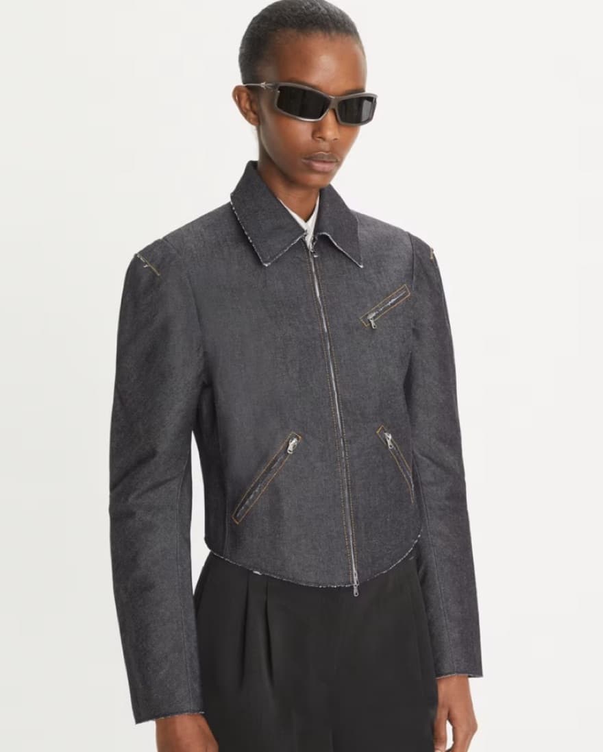 Tory Burch Denim Biker Jacket - Image 1
