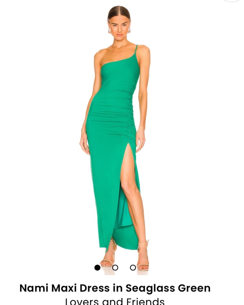 Green One Shoulder Revolve Dress - Image 1