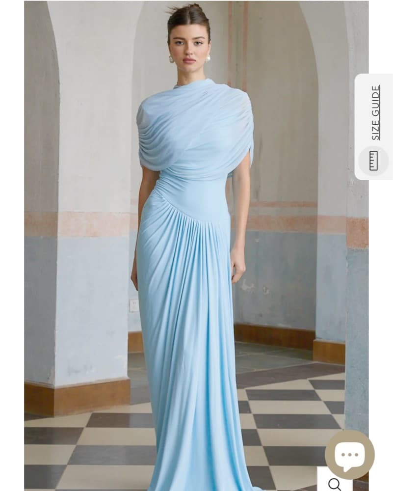 Elegant Baby Blue Draped Gown - Image 5
