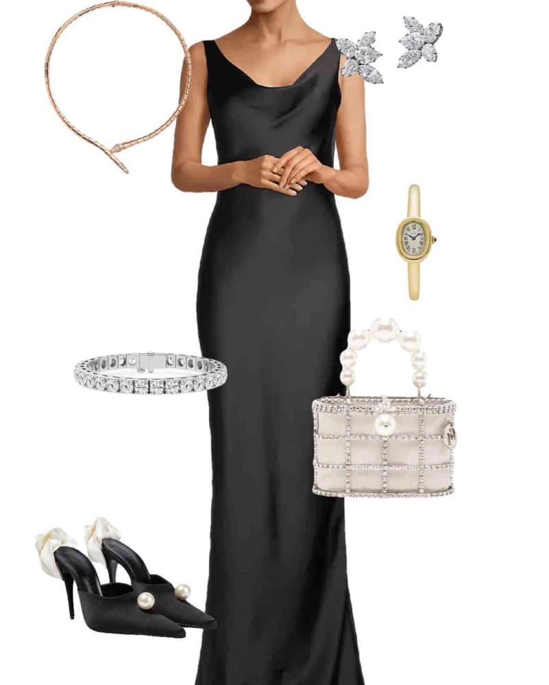 Norma Kamali Maria Satin Gown In Black - Image 1
