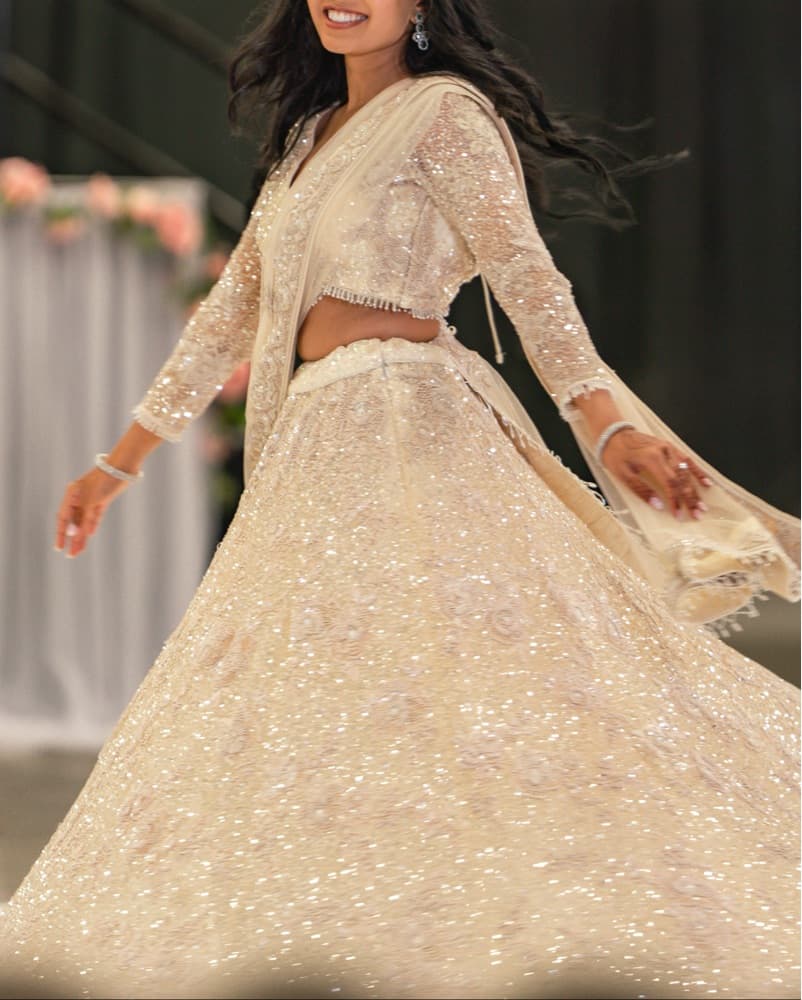 Elegant Beige Sequin Lehenga Choli Set - Image 1