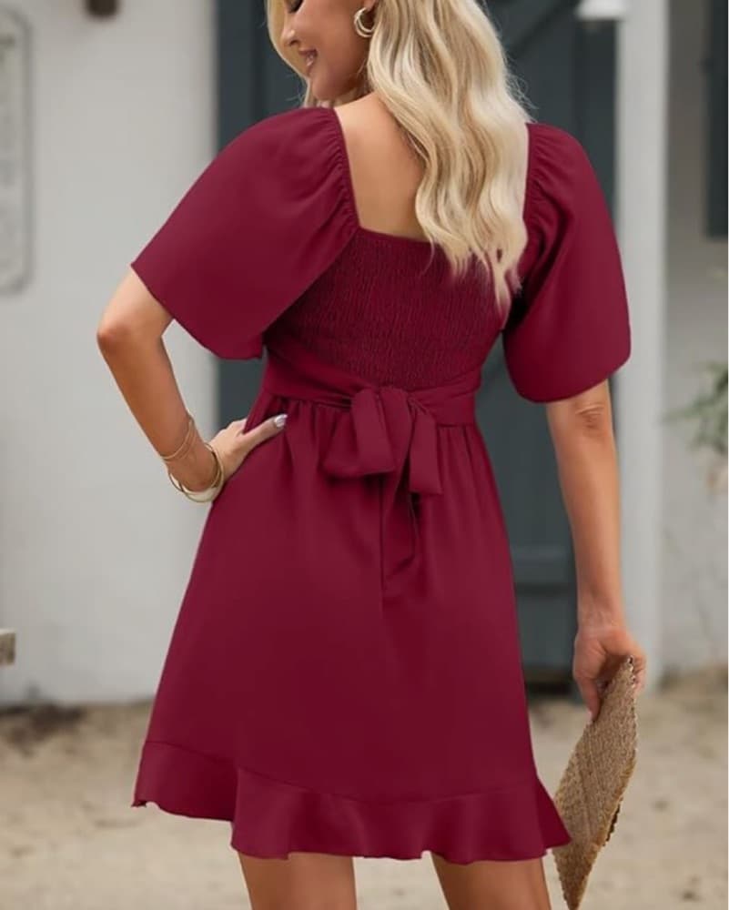 Elegant Ruffle Wrap Dress - Image 2