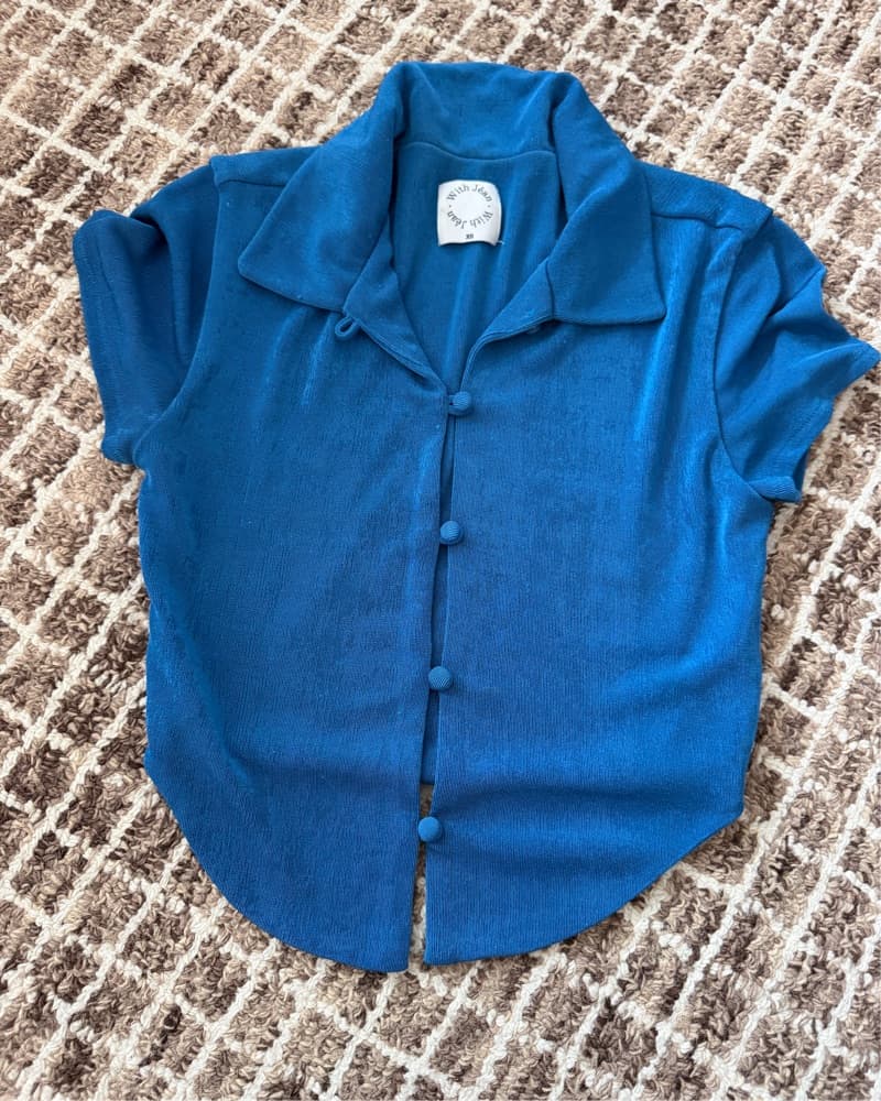 With Jean Teale Top In Blue - Image 5