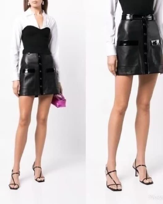 Staud Faux Leather Miniskirt BLACK - Image 2