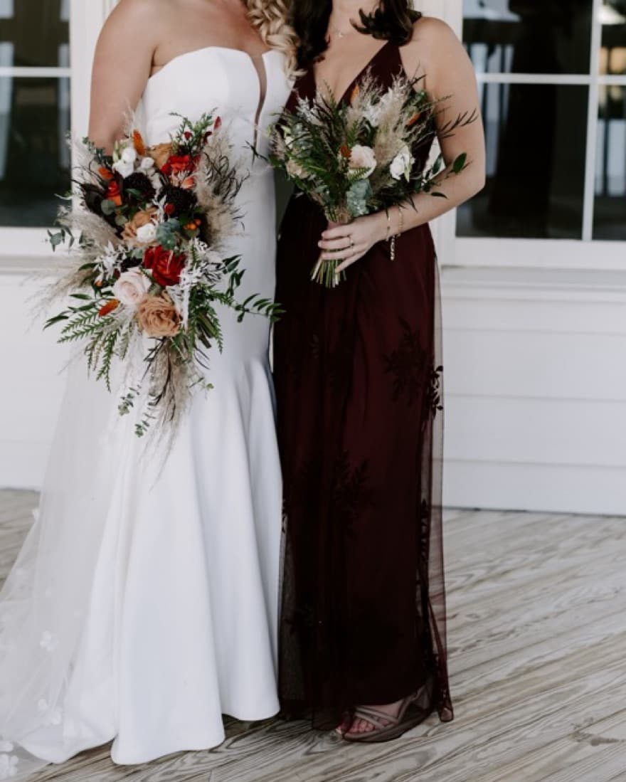 Davids Bridal Wine Color Lace Dress  - Image 2