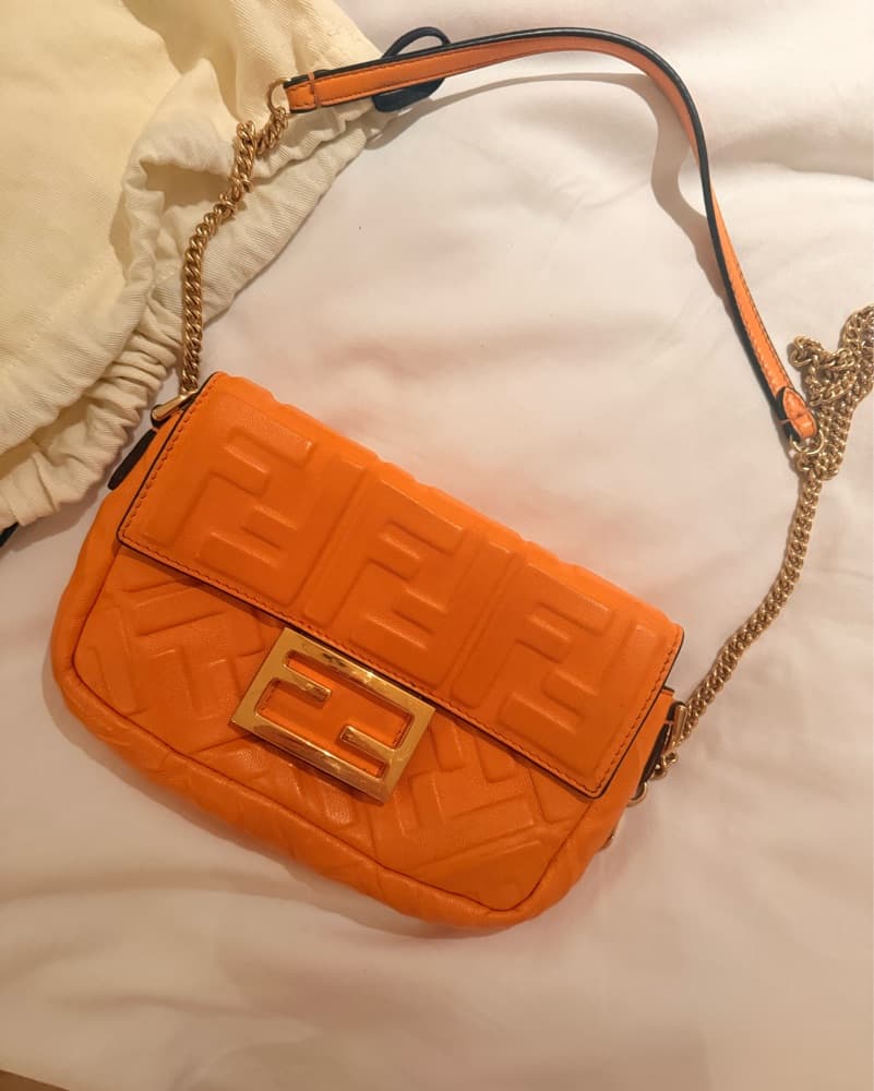 Fendi Orange Renew Embossed Baguette - Image 1