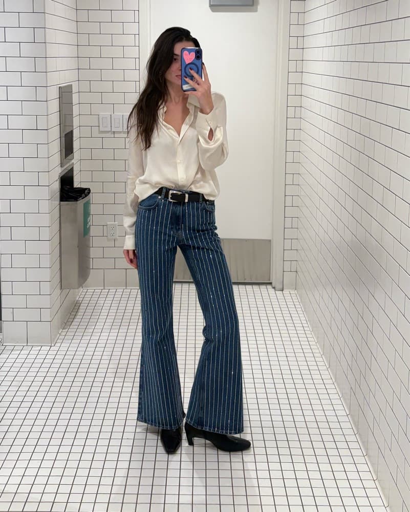 ALIGNE High-Rise Sparkle Pinstripe Flare - Image 5