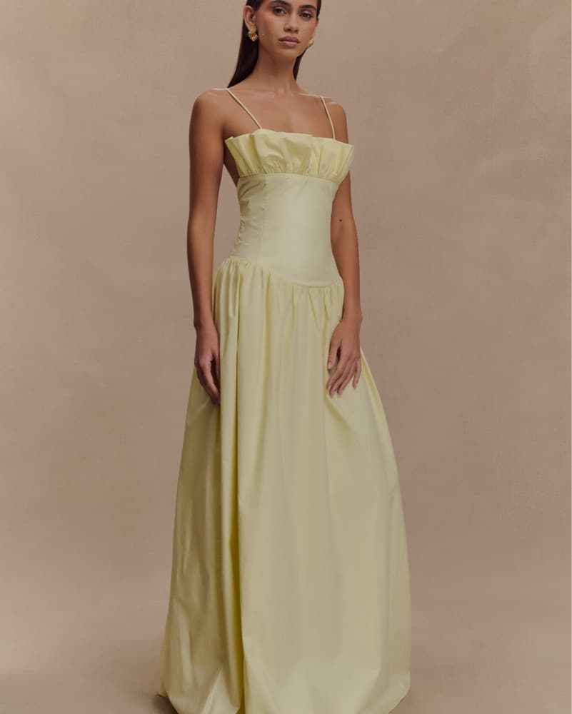 Janis Cotton Frill Maxi Dress - Lemon - Image 3
