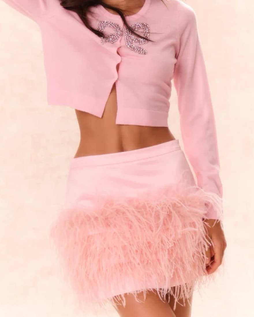 Pink Ostrich Feather Skirt - Image 1