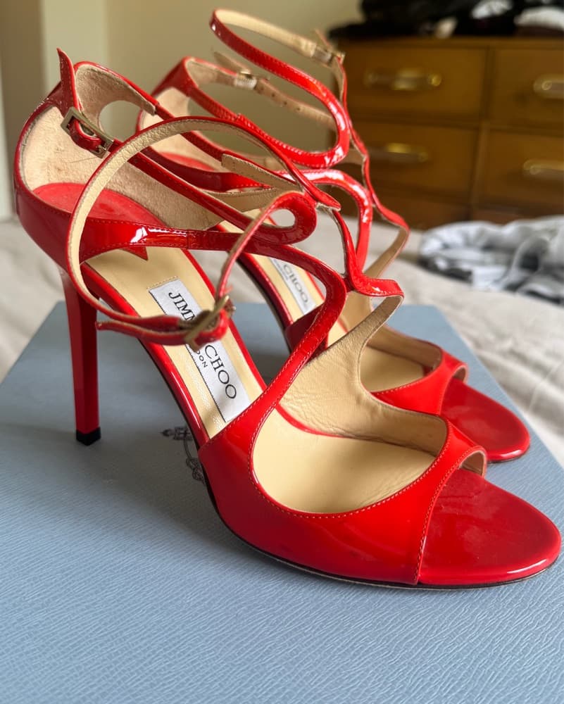 Jimmy Choo Red Patent Leather Sandals - Image 3