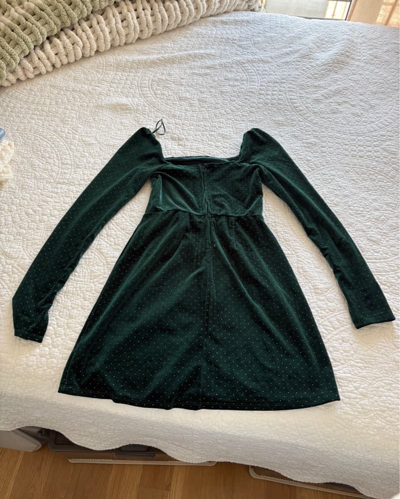 Dark Green Velvet Dress - Image 2