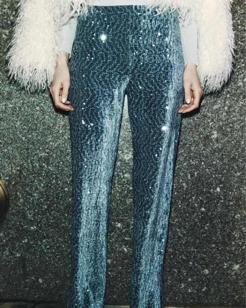 Blue velvet sequin pants  - Image 1