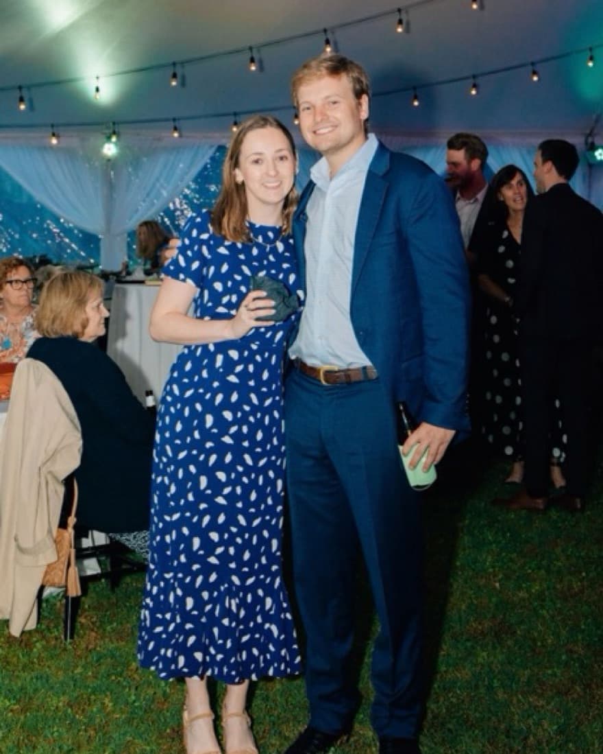 Blue Polka Dot Midi Dress - Image 1