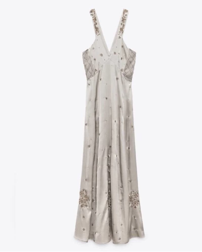 Zara satin Silver Dress - Image 3