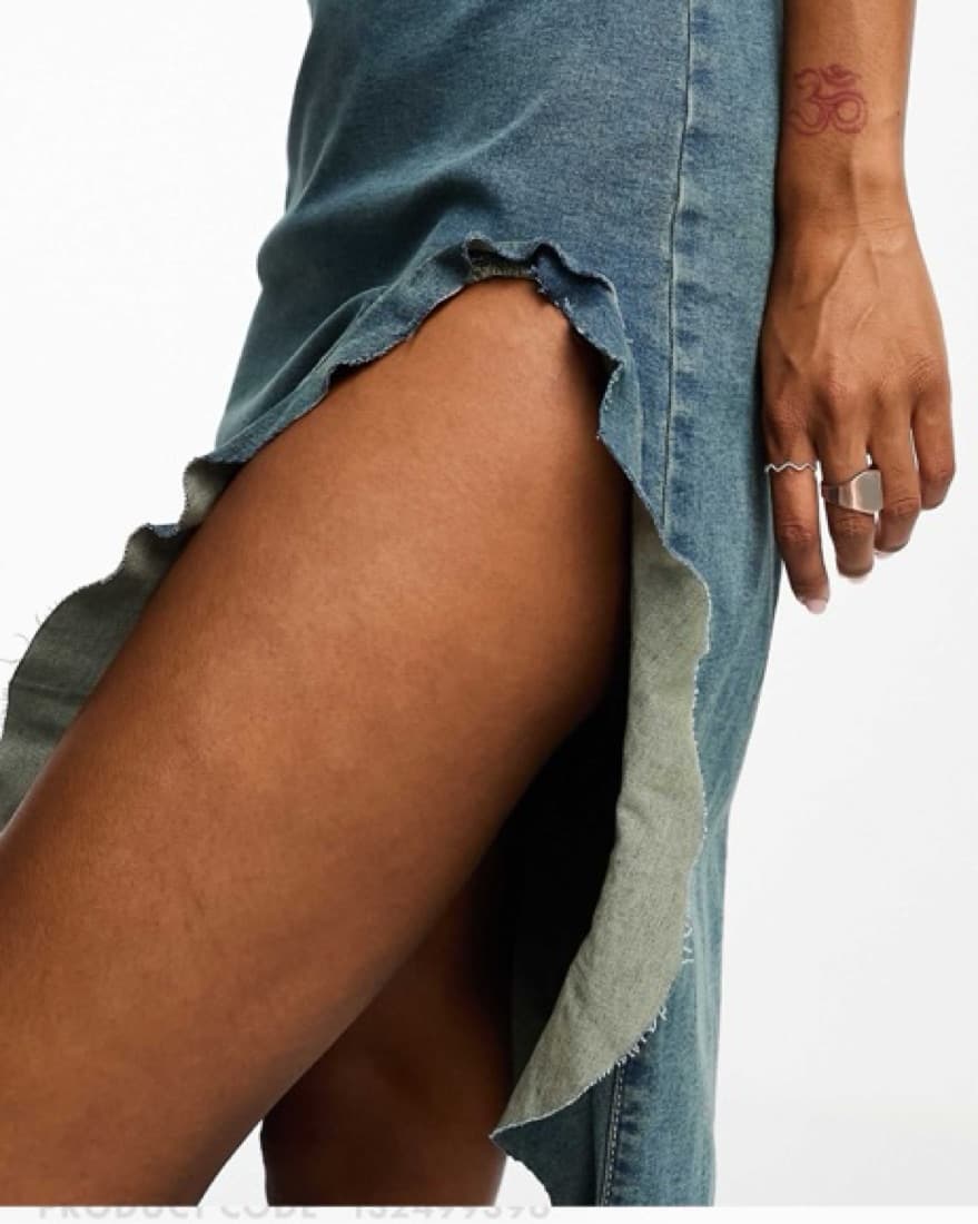 Bershka High-Slit Denim Dress - Image 3