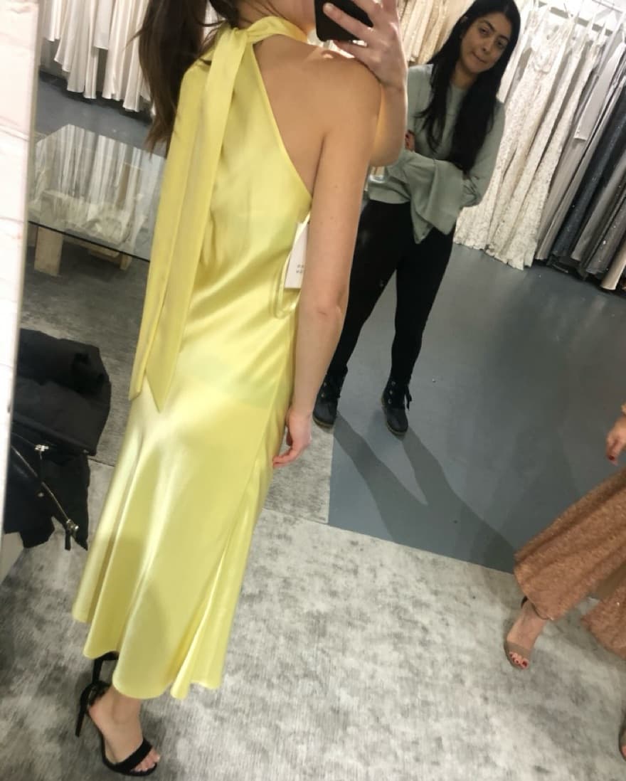 Galvan London Cropped Sienna Dress Lemon - Image 3