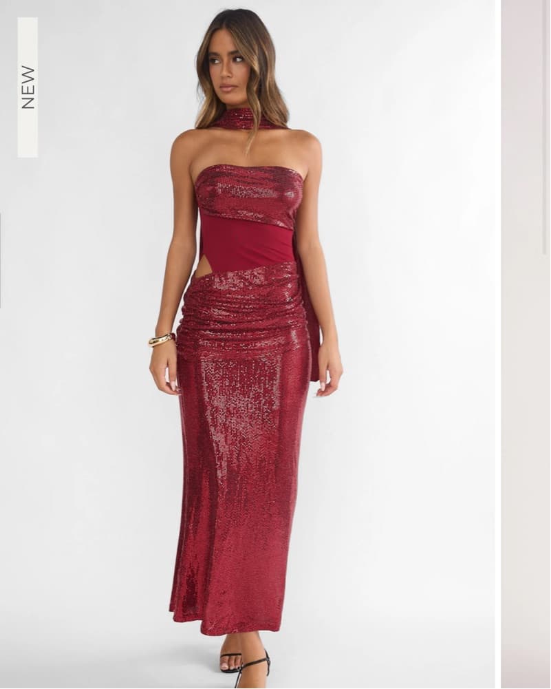 Captivating Red Sequin Gown - Image 4