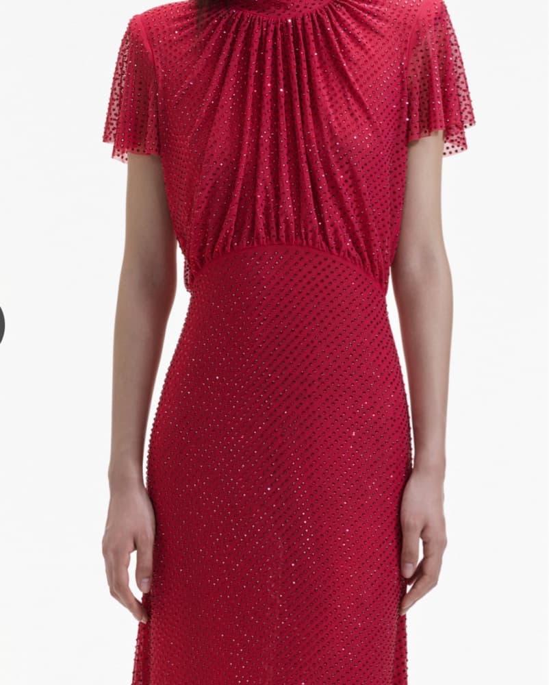 Self-portrait Red Rhinestone Midi Dress - Image 6