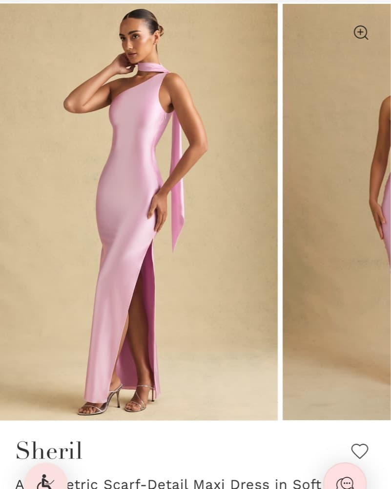Soft Pink Satin Asymmetric Scarf Dress - Image 4