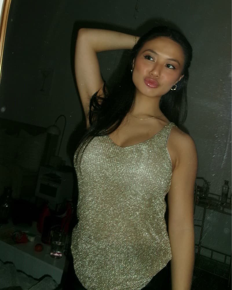 Gold Metallic Knit Tank Top - Image 1
